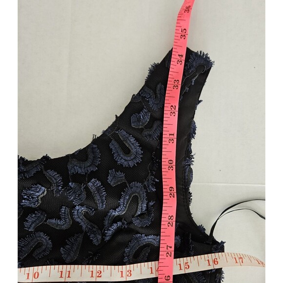 Taylor Black And Cobalt Cocktail Dress Size 2 Pockets And Belt - Picture 11 of 12